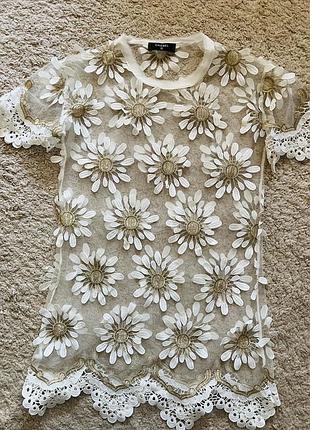Эффектное прозрачное платье chanel floral размер s,м