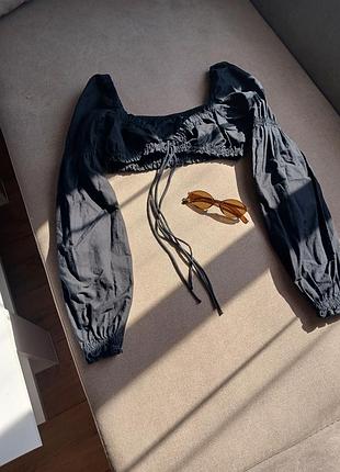 Топ с объемными рукавами h&amp;m🖤