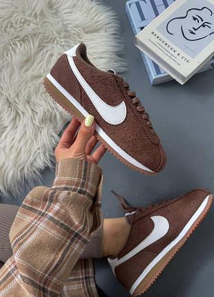 Кожаные кроссовки nike cortez pink brown