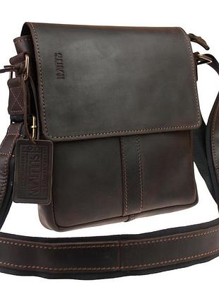 Чоловіча шкіряна сумка через плече (3 відділення) crazy horse коричнева