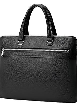 Кожаная мужская сумка для документов и ноутбука черная tiding bag nv23712