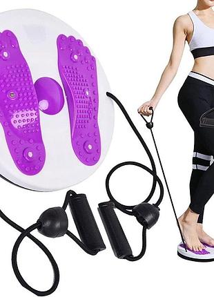 Тренажер вращающийся диск-круг с ручками для пресса талии фиолетовый waisttwisting