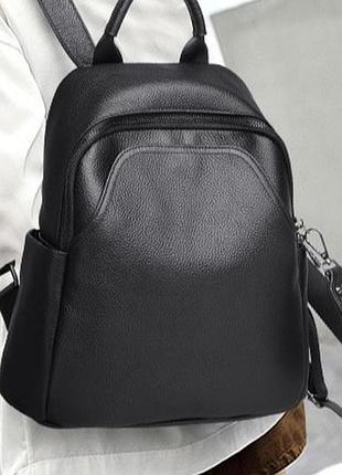 Женский классический кожаный рюкзак черный городского типа 85378