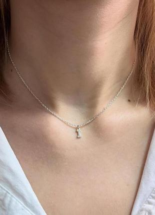 Колье с буквой серебро 925 пробы, покрытие родий