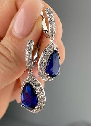 Серьги женские, серебро 925 пробы, покрытие родий