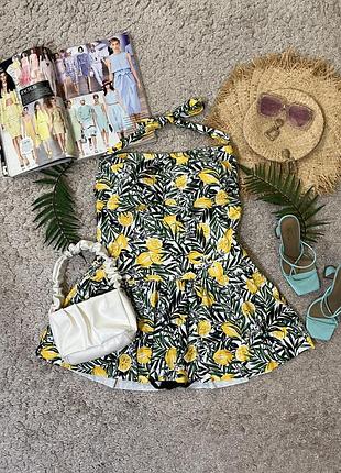 Милий суцільний купальник сукня принт лимони