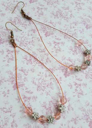 Нежные серьги ручной работы подвески бижут розов hand made