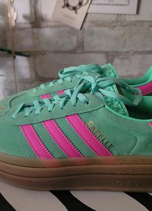 Adidas gazelle bold | жіночі кросівки | м’ятні з рожевим | ідеальний стан