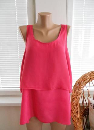 Яркая,двухярусная малиновая блуза