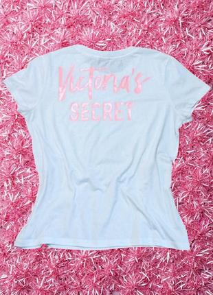 Футболка victoria’s secret базова біла принт логотип