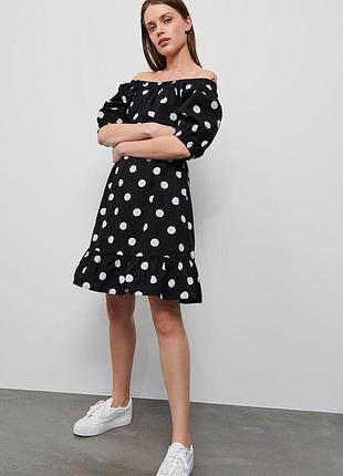 Стильное мини платье в крупной горох