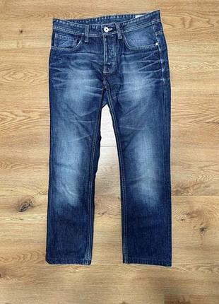 Джинсы мужские синие укороченные jack &amp;jones прямые, размер m.