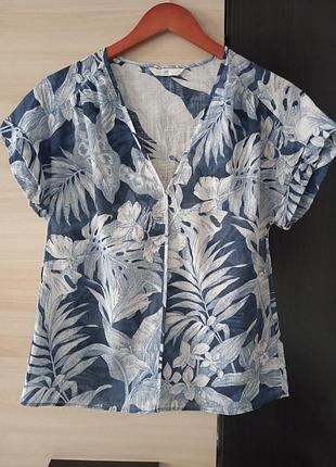 Блуза бавовна,вільна літня блуза тропічний принт