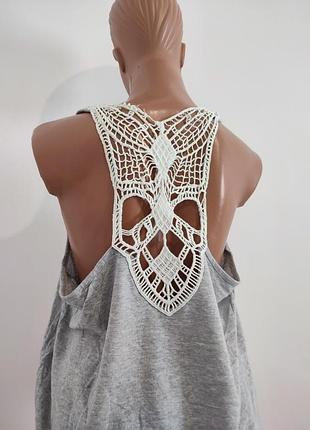 Стильная маечка с натуральным кружевом 2xl-4xl