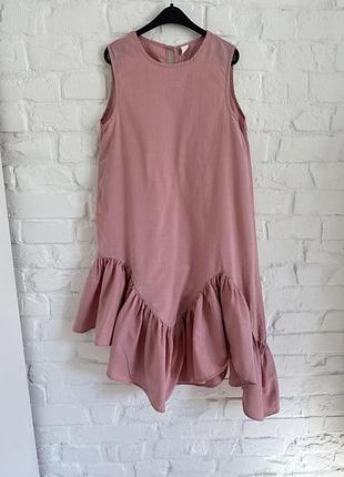 Рожева сукня волан котон 2