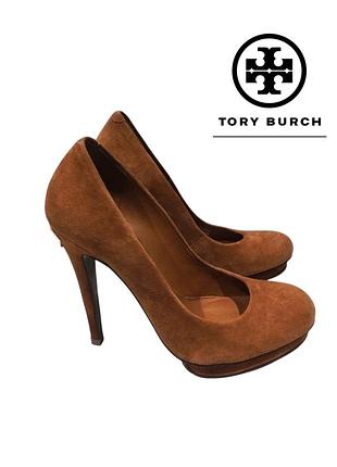 Tory burch кожаные (замшевые) туфли на шпильке размер 7.5
