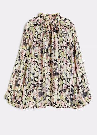 Блузка шифоновая с атласными полосками "h&m" с принтом. размер м.