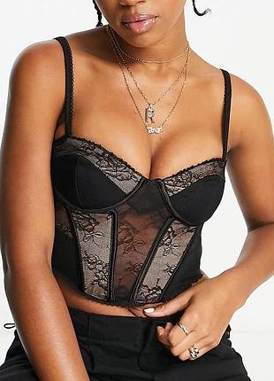 Корсет-топ з мереживною вставкою bershka