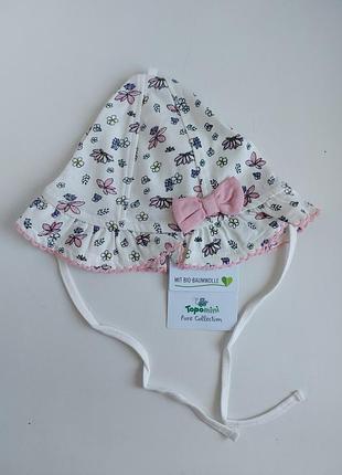 Брендовая хлопковая шапочка для девочки 1-3м