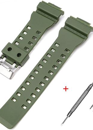 Ремешок для casio g-shock ga-100/110 army green si