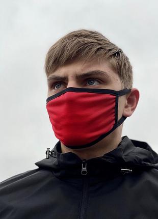 Маска захисна тканинна червона
