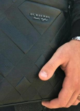 Чоловіча шкіряна сумка месенджер burberry black