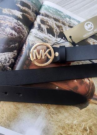 Модний чорний шкіряний ремінь michael kors пряжка золото
