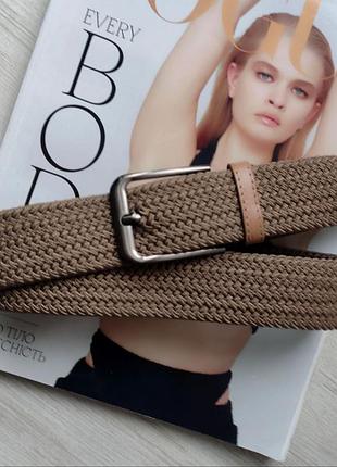 Ремінь плетений гумка унісекс коричневий