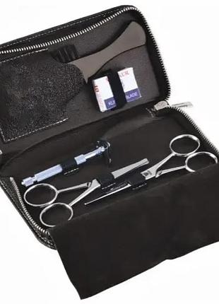 Шкіряний чохол для манікюрних інструментів чорний