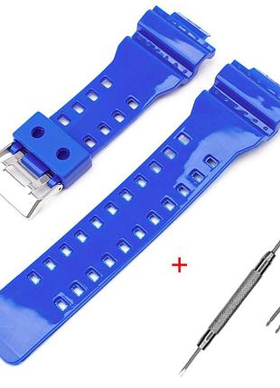Ремешок для casio g-shock ga-100/110 blue-glossy si