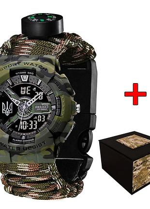 Awarder 005 тризуб срібло camo green паракордовий ремінець camo green