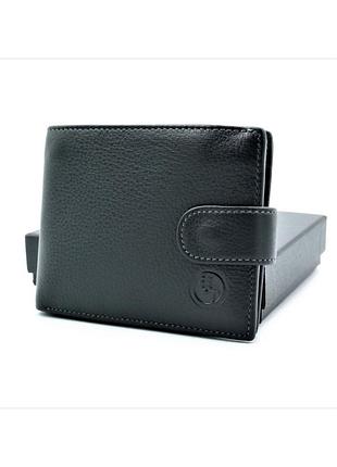 Чоловічий шкіряний гаманець 12 х 9,5 х 2 см чорний wtro-539