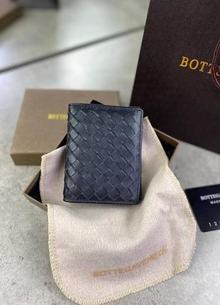 Кардхолдер bottega veneta кожаный черный двойной без молнии k081