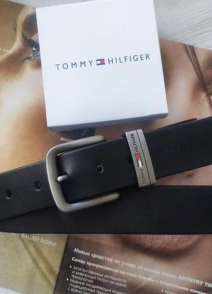 Чоловічий шкіряний чорний ремінь tommy hilfiger