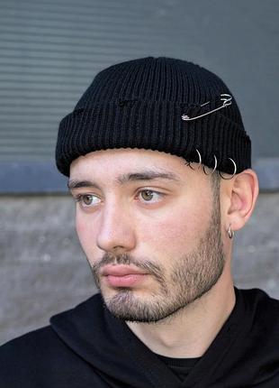 Рвана шапка біні without destroyed чорна