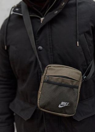 Барсетка хаки мини nike белый логотип 8
