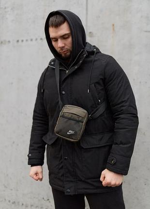 Барсетка хаки мини nike белый логотип 9