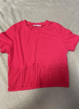 Футболка літня червоного кольору з сіткою розмір s