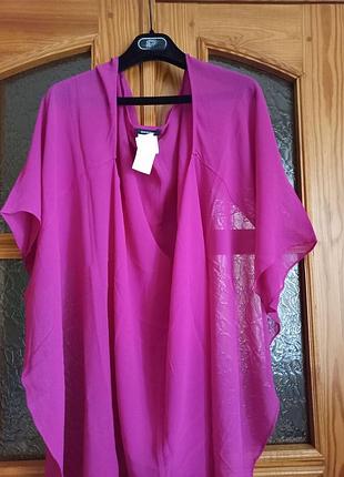 Шикарная шелковая крепдешиновая накидка фирменная elena miro цвета фуксии