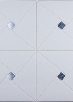 Самоклеящаяся потолочно-стеновая 3d панель ромбики серебро 700x700х6.5мм