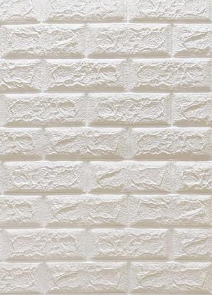 Стильна декоративна 3d панель самоклейка під цеглу білий матовий 700х770х5мм