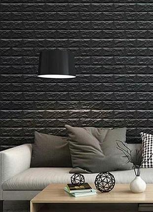 Декоративная 3d панель самоклейка под кирпич черный 700x770x5мм (019-5)