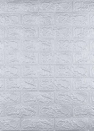 Декоративная 3d панель самоклейка под кирпич серебро 700х770х3мм (017-3)