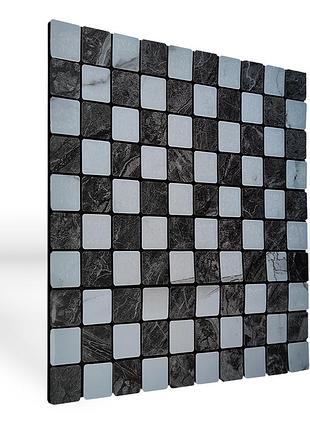 Самоклеящаяся виниловая pet плитка шахматы мрамор 30х30cmх4mm