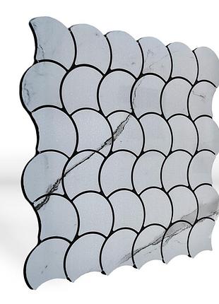 Самоклеящаяся виниловая pet плитка волны серый мрамор 30х30cmх4mm