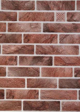 Самоклеюча настінна 3d панель клінкер червоний мікс 690x690x4 мм