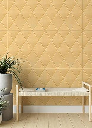 Самоклеющаяся декоративная потолочно-стеновая 3d панель ромб под кожу 700*700*5mm beige sw-00001881