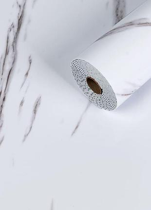 Самоклеюча вінілова плитка в рулоні білий мармур з прожилками 3000х600х2мм глянсова sw-00001285