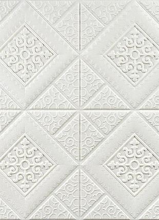 Самоклеющаяся декоративная потолочно-стеновая 3d панель вензеля в ромбе 700x700х5мм (374)