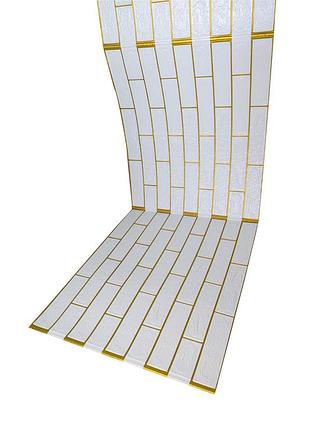 Самоклеюча декоративна 3d панель в рулоні контраст білий-золото 680x2720x4 мм